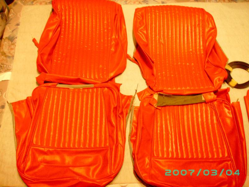 1962-64 corvette red seat covers/visors /door handles+foam/2 red snap straps