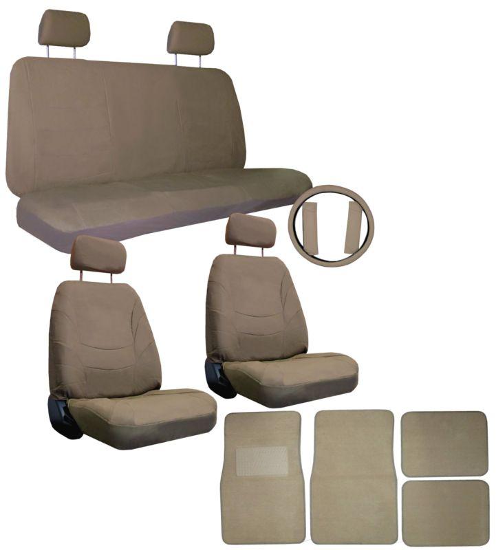 Solid tan xtreme synthetic leather seat covers w/ tan floor mats & more #2