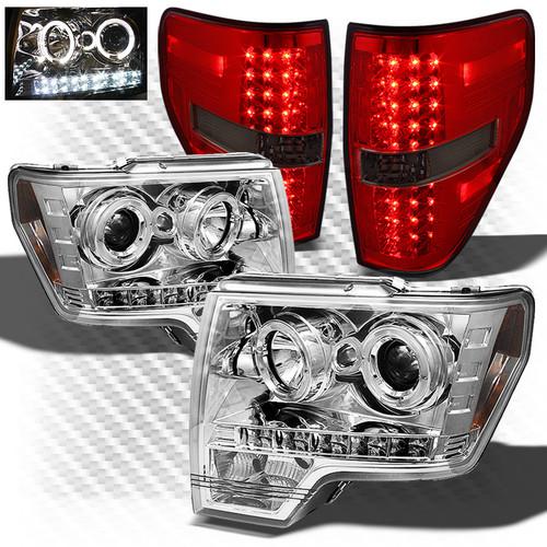 09-13 f150 halo projector headlights + r/s philips-led perform tail lights set