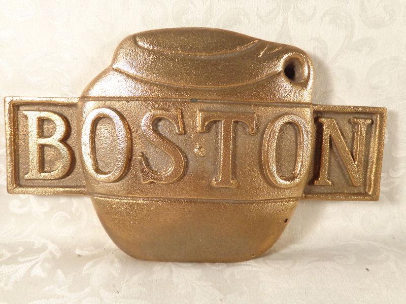 Vintage boston baked beans  bronze truck emblem medallion "boston"  rare oldie