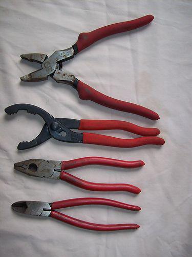 Lot of 4 pliers rubber coated handles, elite #61223, 2 to 3.25in wide mouth