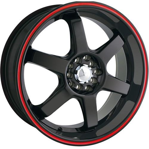 17x7 black red akita ak-55 wheels 4x100 4x4.5 +40 volvo s40 v40 5 lug
