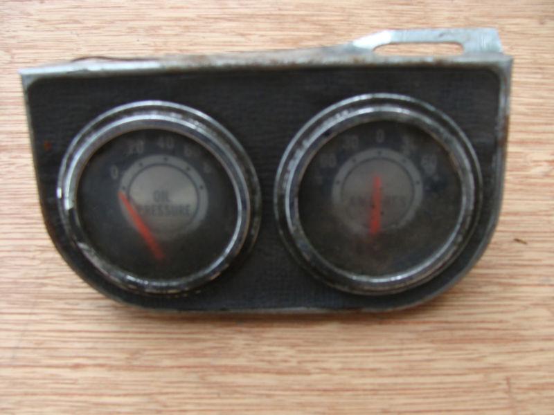 1960's vintage aftermarket oil and amperes gauge set ratrod gasser lqqk patina
