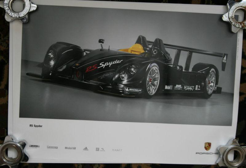 Porsche poster 12" x 16" black rs spyder authentic racing picture brand new