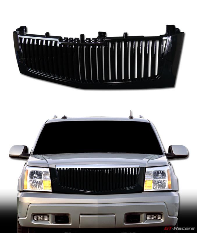 Euro black badgeless vertical style front grill grille 02-06 cadillac escalade