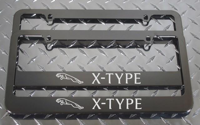 2 brand new jaguar x-type gunmetal license plate frame + screw caps