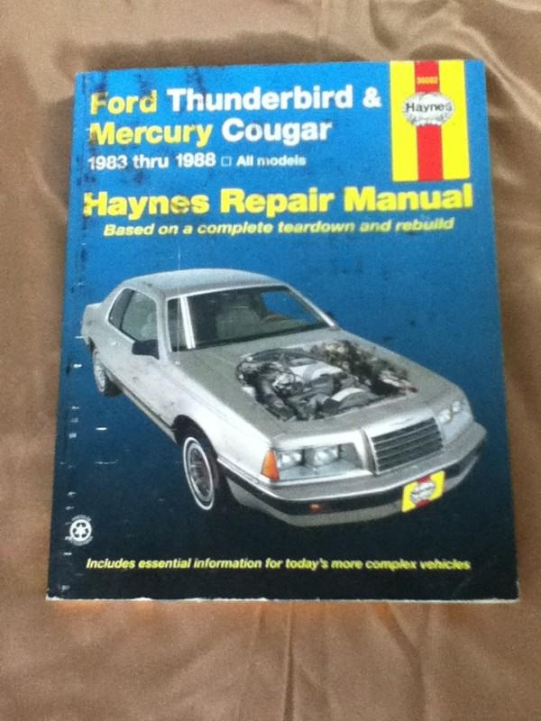 Ford thunderbird mercury cougar tbird haynes repair manual 1983 1988 1984 1985