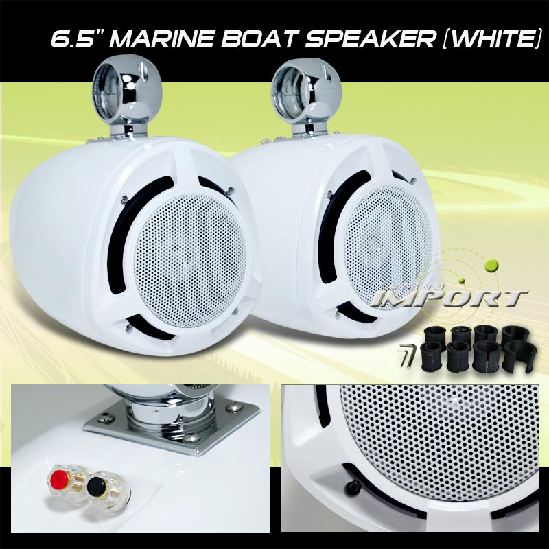 6.5" 2-way marine poly mica woofer boat audio stereo tower speakers pair white