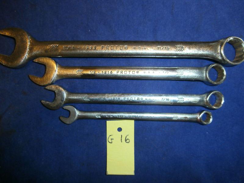 G16 vintage proto prof.  tools usa  12?? 4 pcs 12 pt. comb. wrenches.