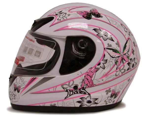 Ladies white butterfly motorcycle full face helmet street bike scooter dot ~s