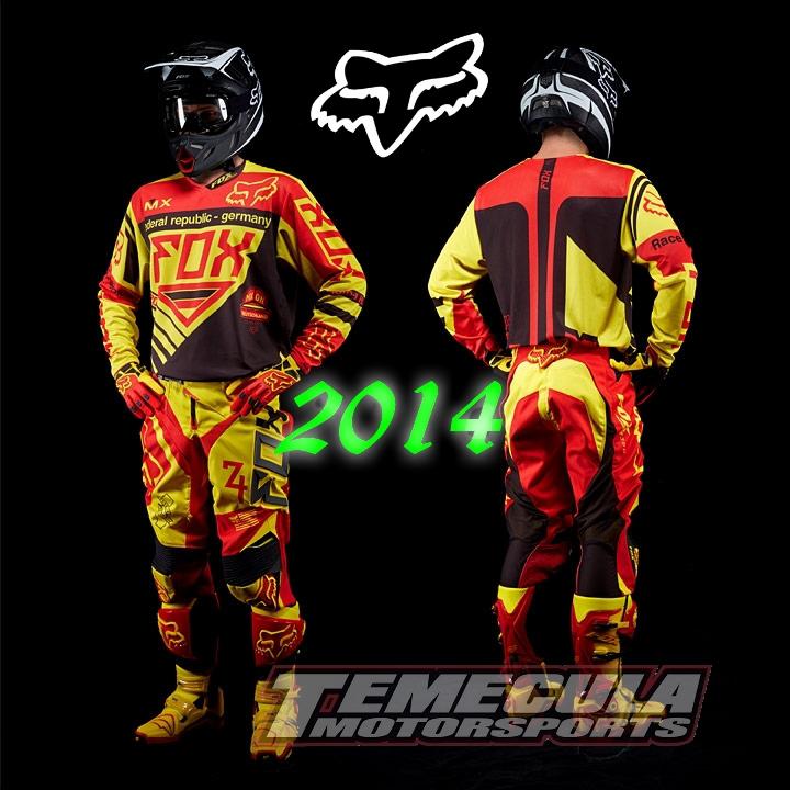 2014 fox mx of nations jersey pant glove motocross gear combo germany red/yellow