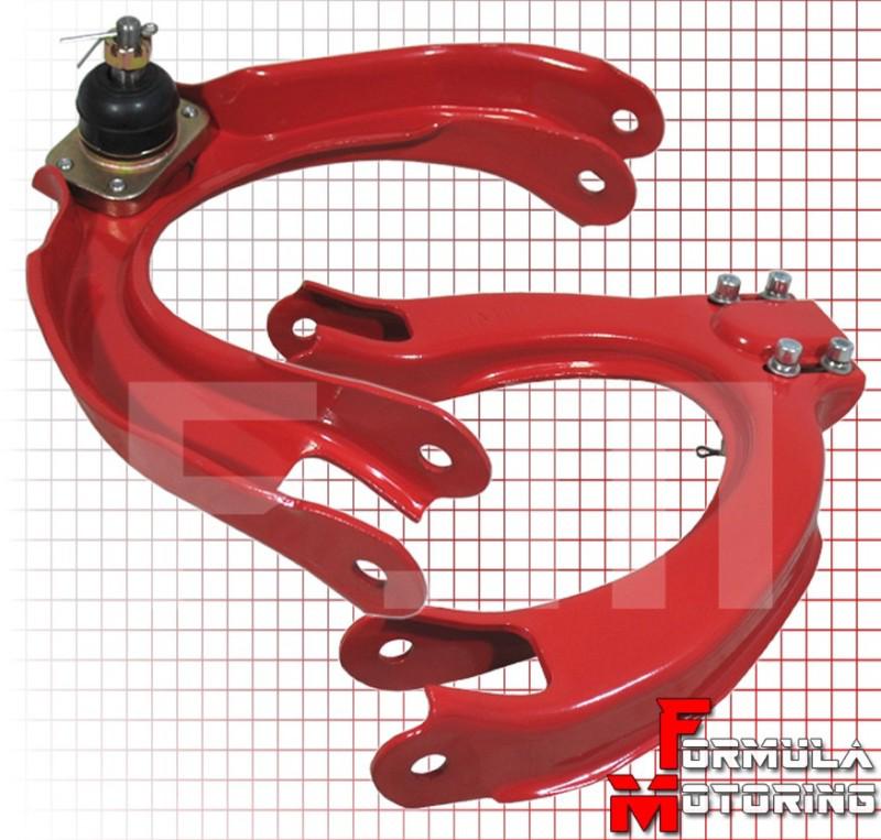 Red adjustable front upper arm camber kit left+right civic crx integra da ef si