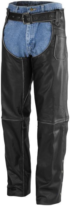 River road rambler distressed leather motorcycle chaps black xl/x-large