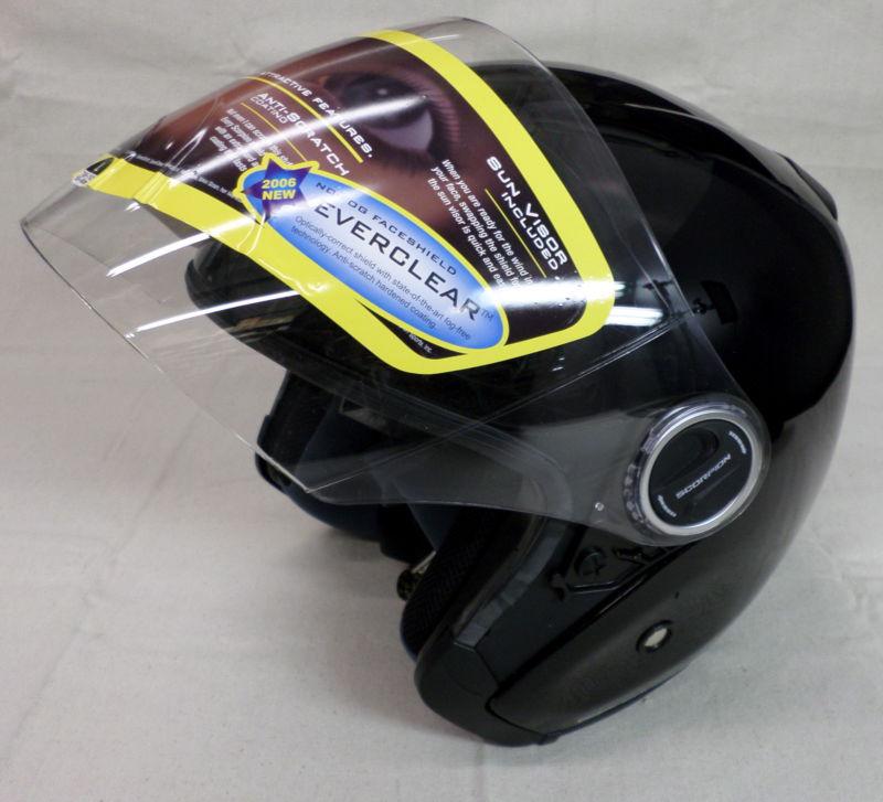 Scorpion exo-200 open face motorcycle helmet size l large - (black)