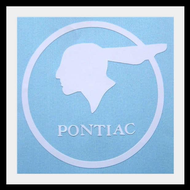 Pontiac indian logo 3m vinyl decal sticker graphic, red, silver, blue, black, 