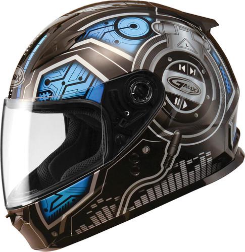 G-max gm49y dj graphic youth motorcycle helmet dj black/blue small