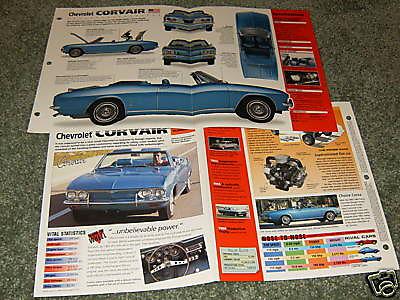1960-69 chevy corvair spec info poster brochure ad 60