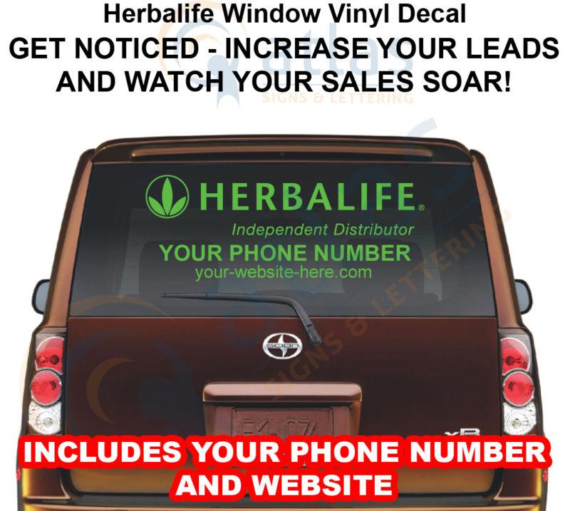 Large green herbalife car window decal sign + your phone # and www -get noticed