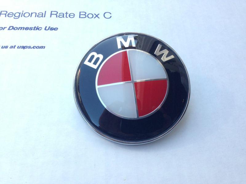 Bmw red logo emblem front hood or rear trunk badge roundel 82mm 51148132375