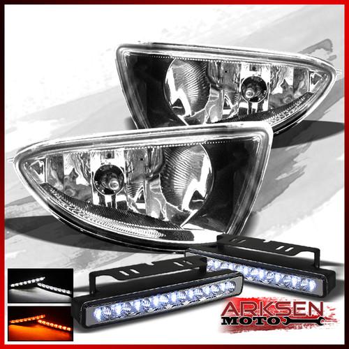 White/amber led bumper+04-05 honda civic 2/4 door replacement fog lights+switch