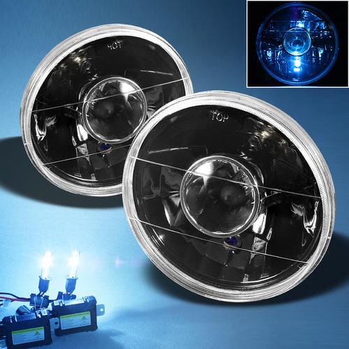 8000k slim xenon blue hid kit+7" inch round black projector head lights lamp