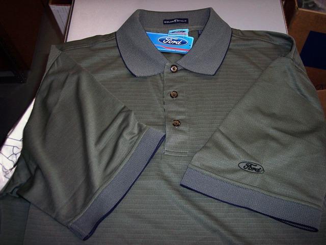 New ford motor company olive colored solar shield m or l polo golfing shirt!
