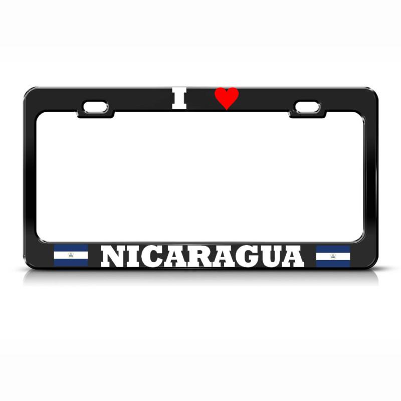 I love nicaragua black heavy duty license plate frame nicaraguan flag auto tag