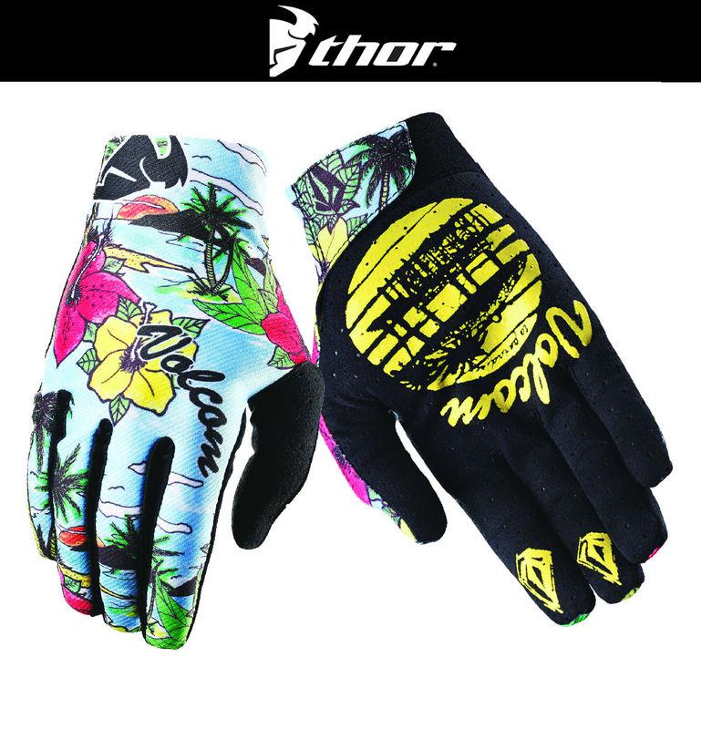 Thor void plus volcom aloha blue black dirt bike gloves motocross mx atv 2014