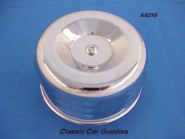 Chrome air filter louvered can 2 5/8" neck stromberg