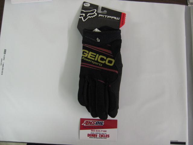 Fox geico pitpaw gloves black size 11 xl 03225-001 xl 11