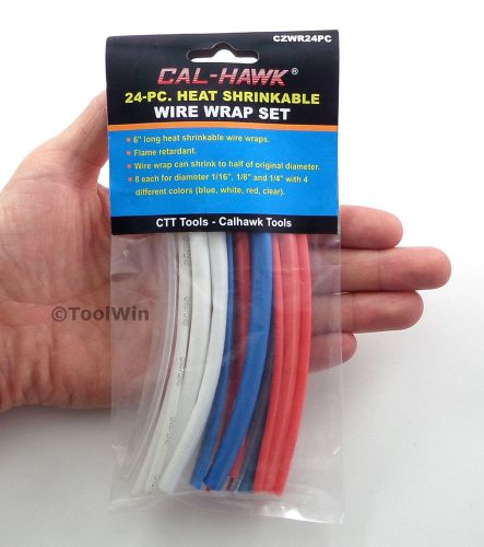 24 pc colored heat shrink electrical wire wrap multi color tubes 6&#034; cable sleeve