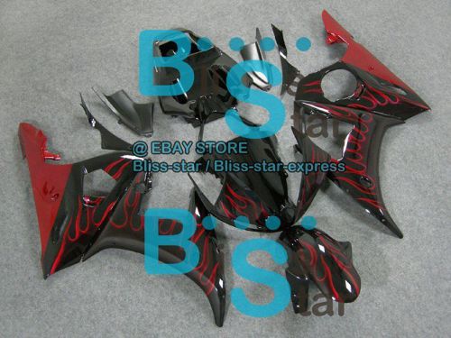 Flames red injection fairing kit yamaha yzfr6 yzf-r6 2003-2005 r6s 2006-2009 a5