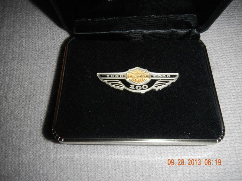 100th anniversary sterling silver harley davidson logo pin .99! 522/5000