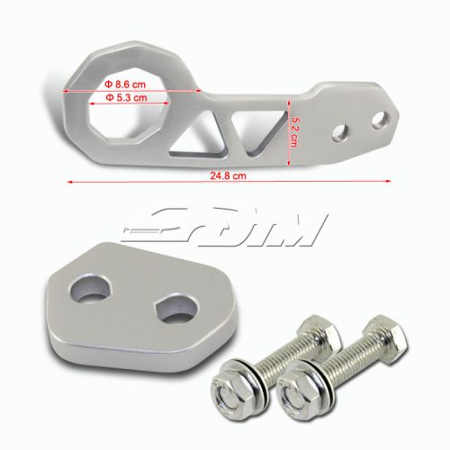 Jdm 2&#034; anodized cnc billet aluminum silver rear bumper racing tow hook for ford