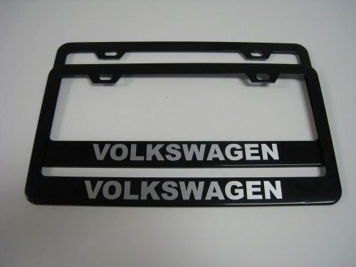 (2) black coated metal license plate frame - volkswagen vw