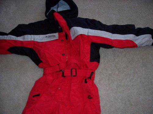 Kids size 8 - columbia tectonite - red, gray, black, one piece snowsuit - used