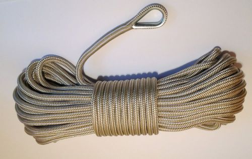 Anchor line 3/8&#034;x 50ft gold &amp; white double braid nylon made in the usa