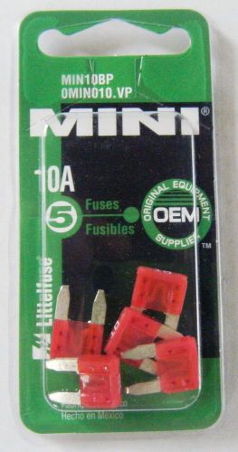 Littelfuse 10 amp mini fuses pack of 5 min10bp / 0min010.vp #44