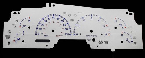 100mph glow gauge face overlay silver color indash for 99-02 ford f150 w/ tach