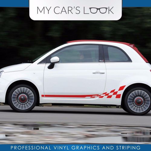 Fiat 500 abarth checkered flag decal side graphics stripes