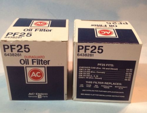 2 nos ac pf25 duraguard oil filters 6438261 made in usa