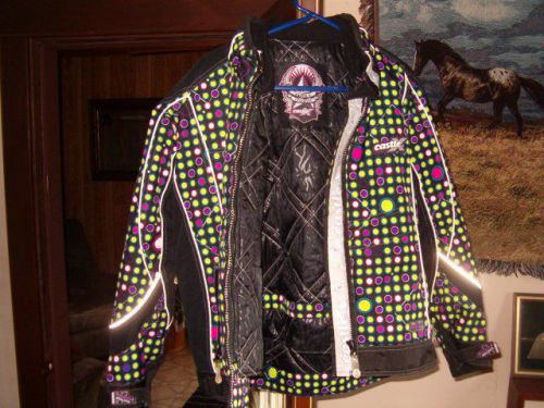 Castle x racewear women&#039;s snowmobile jacket, black with multi-dots, size medium