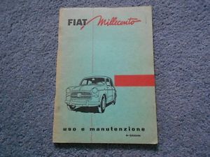 Rare vintage 1957 fiat millecento owner’s manual italian text original oem 4th