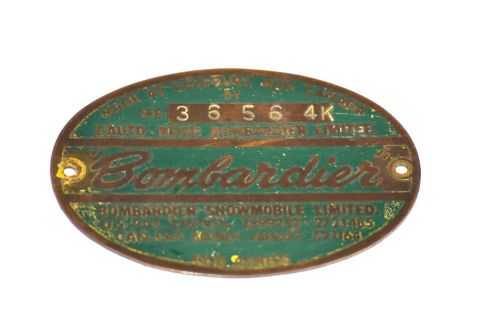 1963 antique ski-doo bombardier snowmobile serial number green tag plate