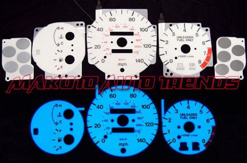 6 color glow gauge indiglo white face for mazda protege 95-96 w/ dim switch
