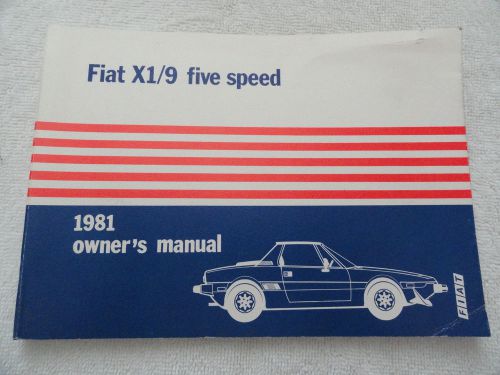 1981 fiat x1/9 x 19 x19  five speed  owners manual