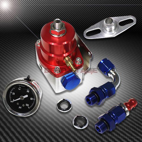 Red adjustable dsm 1-100 psi boost fuel pressure regulator 1:1 gauge injected