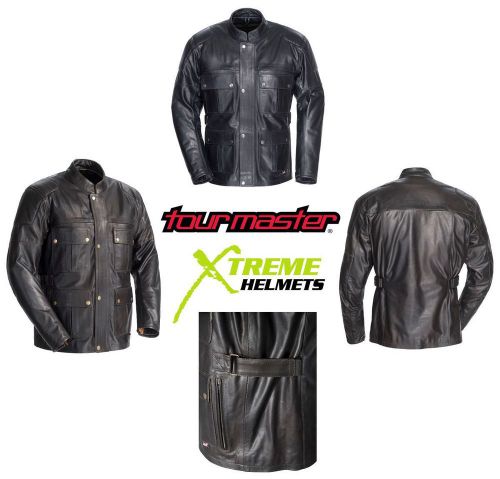 Tourmaster lawndale leather motorcycle jacket vintage ce armor