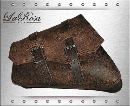 2004 &amp; up larosa rustic brown leather clasick harley sportster left saddlebag