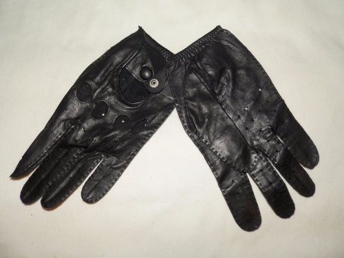 New mens black leather open knuckled air hole riding gloves sz m